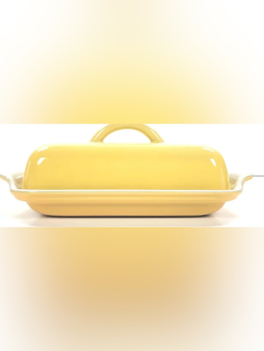 NEW Le Creuset Camomile Yellow Heritage Butter Dish Stoneware Ceramic Large